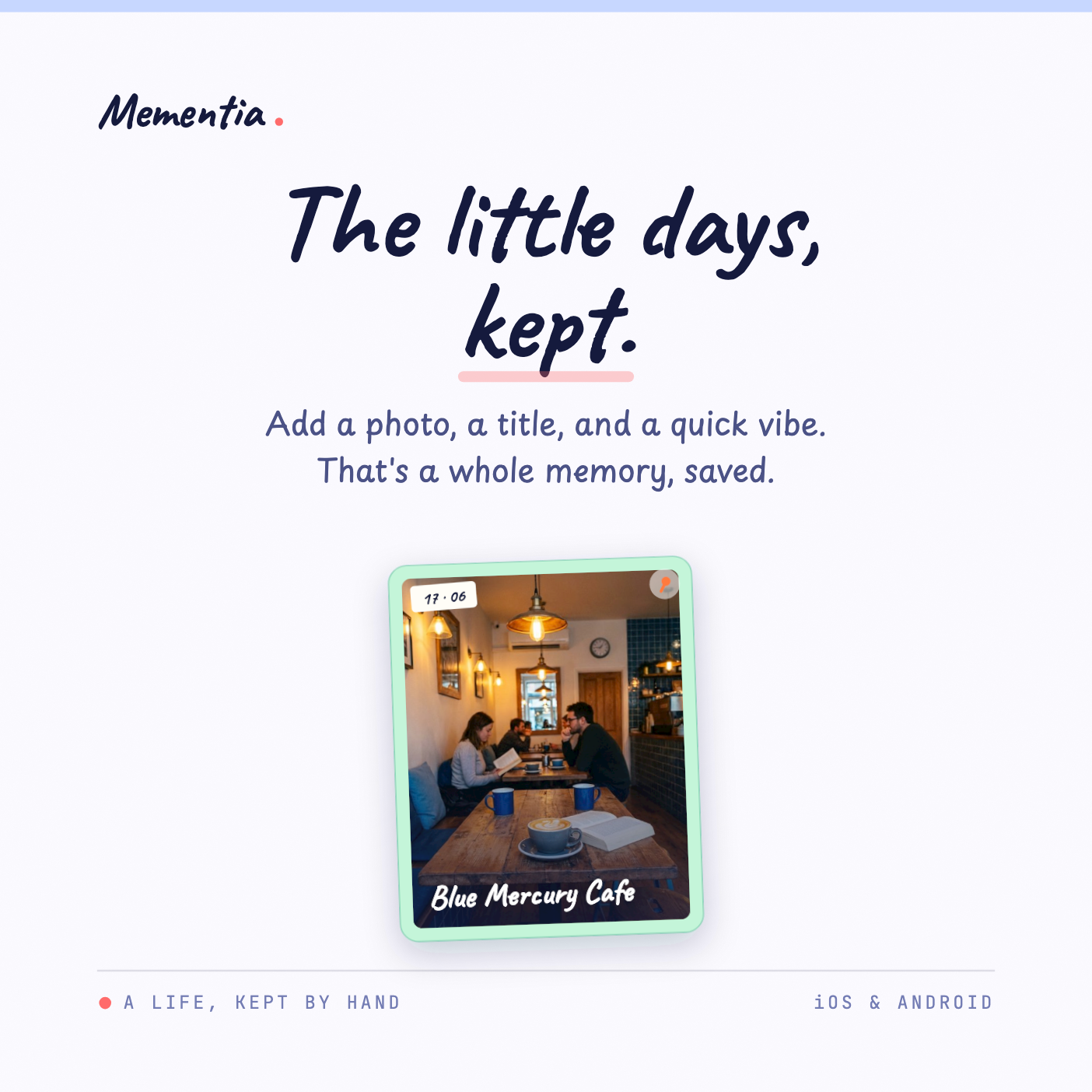 A Blue Mercury Cafe photo saved as a digital scrapbook memory card