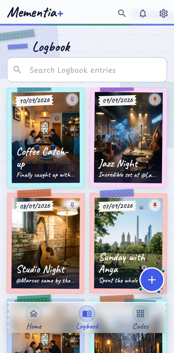 Scrapbook theme: the Logbook of daily entries