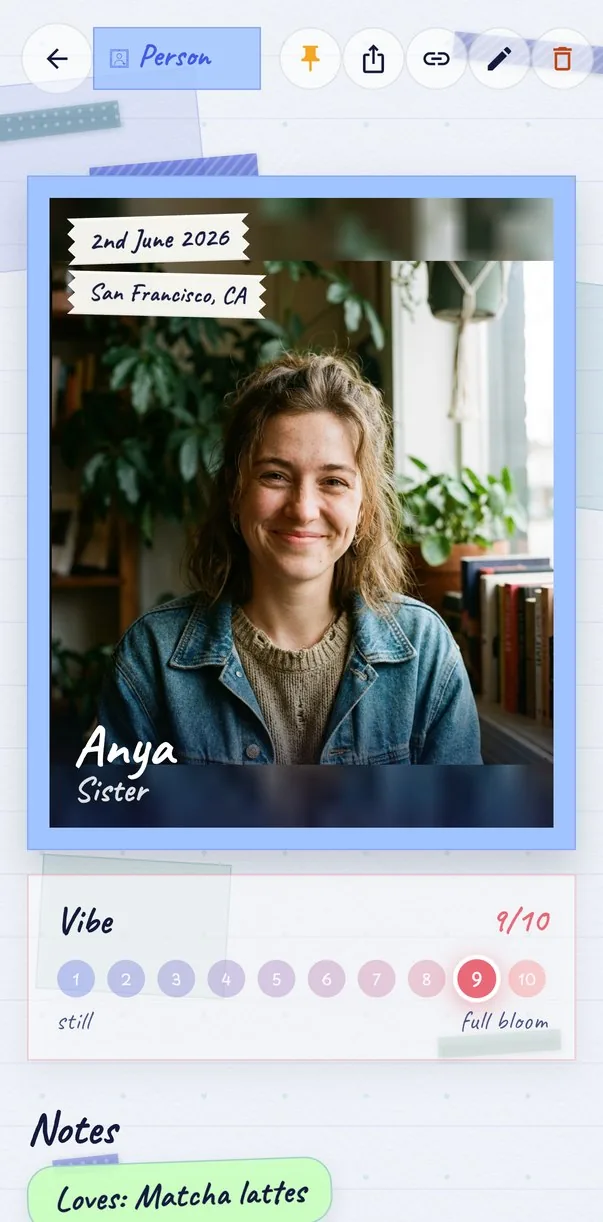 Scrapbook theme: a person card